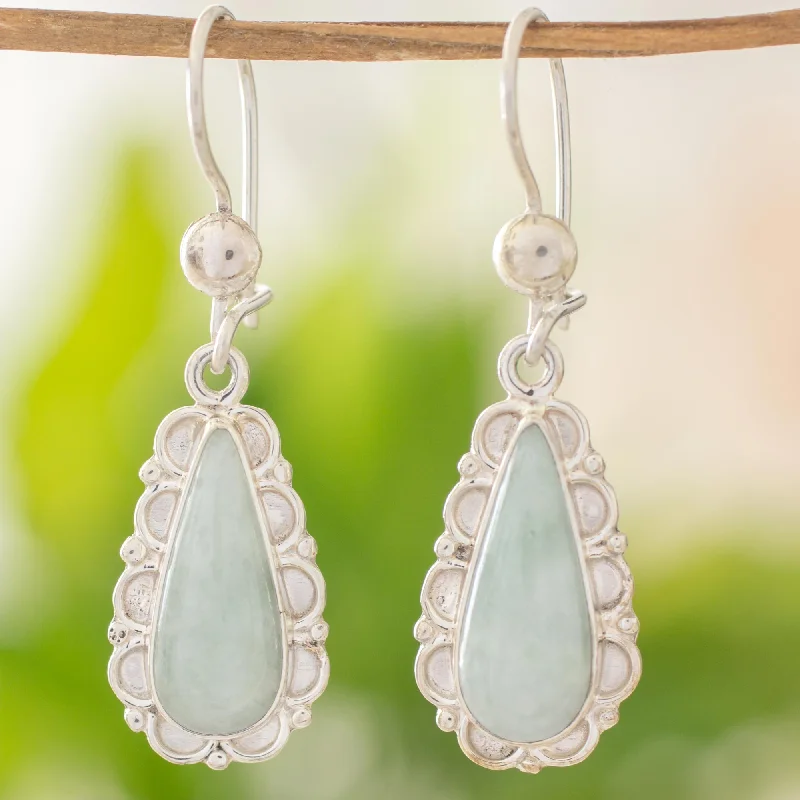 ---Blossoming Green Dew Sterling Silver Earrings