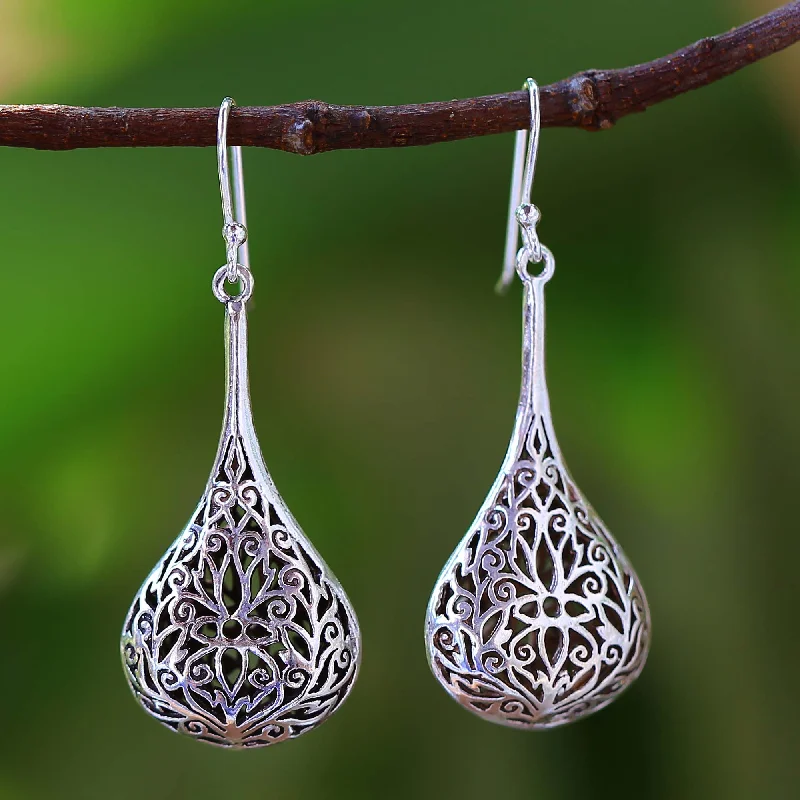 - Rabbit grass rack to prevent waste food boxFiligree Teardrop Sterling Silver Earrings