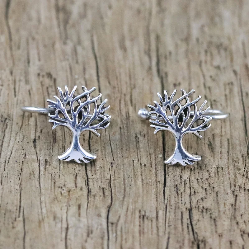 - Foldable and portable cat bagEternal Trees Delicate Oak Tree Silver Ear Cuffs