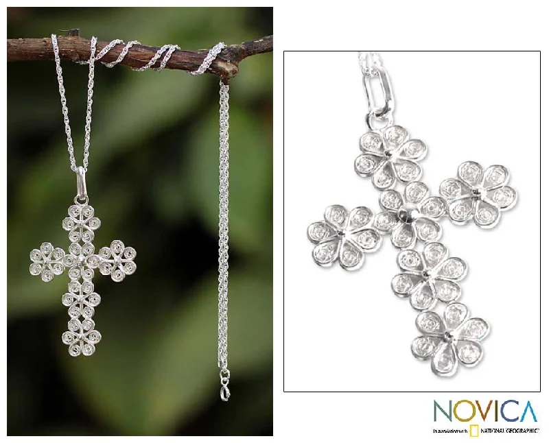  -Non-contact cat thermometerFiligree Flowers Sterling Silver Necklace