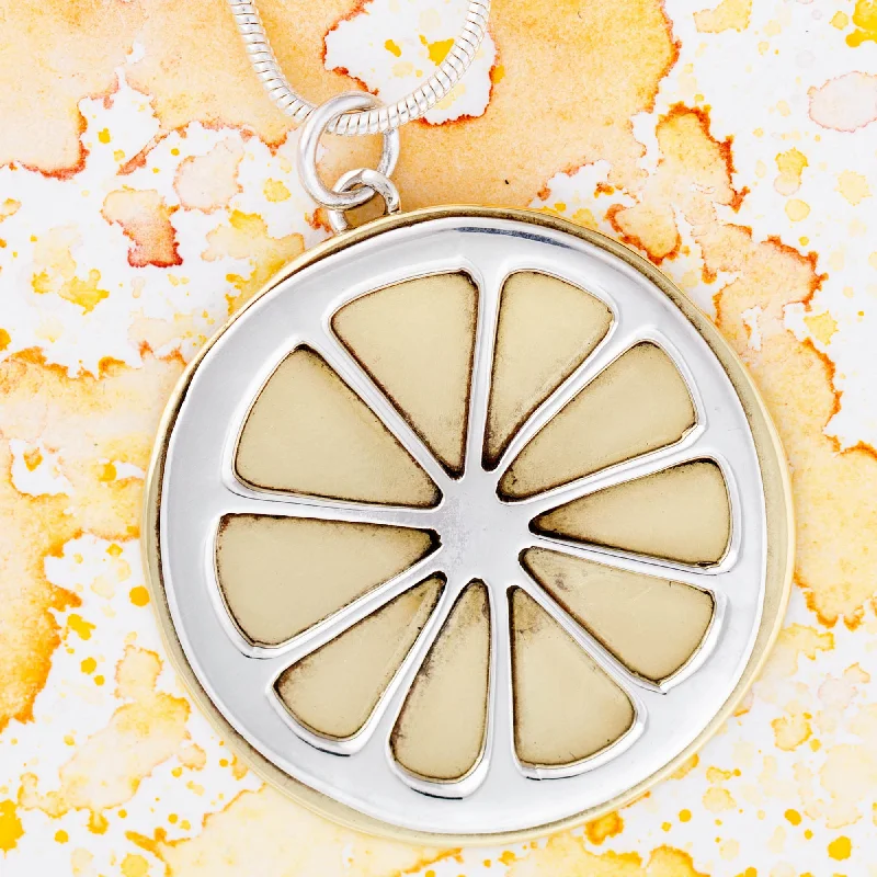 - Solid wood cat climbing frame customizedLemon Slice Sterling & Brass Necklace