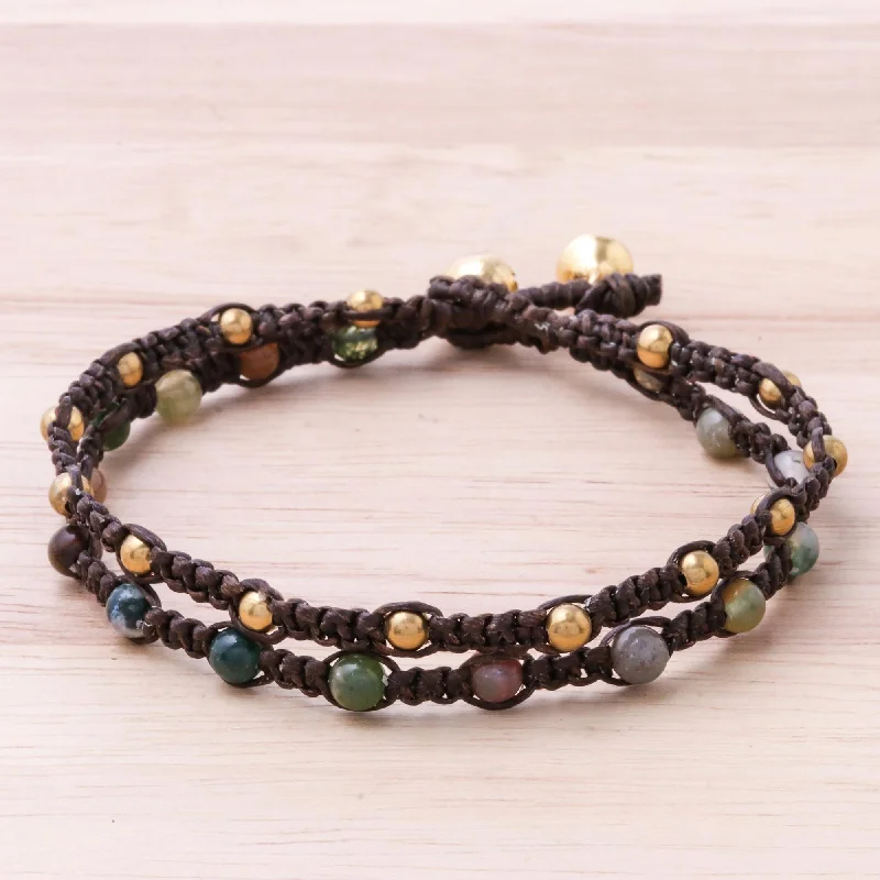 - Summer pet ice matGreen Boho Chic Agate Brass Bracelet