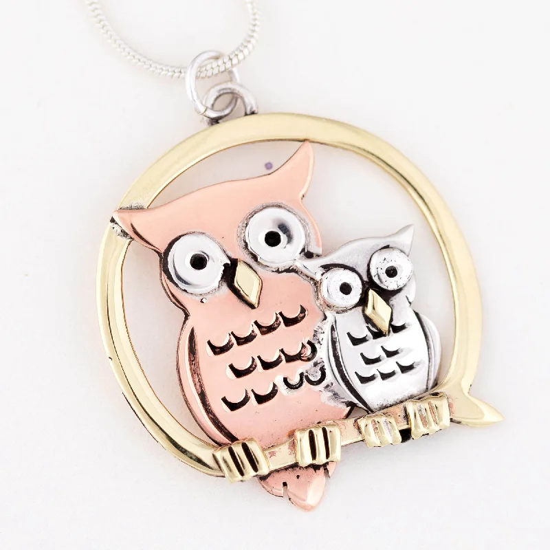 - Hamster silent running wheel to prevent chewingMama & Baby Owl Sterling & Copper Necklace