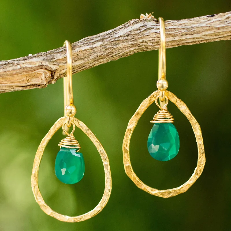 - Cat anti-jump window safety netGreen Minimalism Onyx Gold Plated Hook Earrings