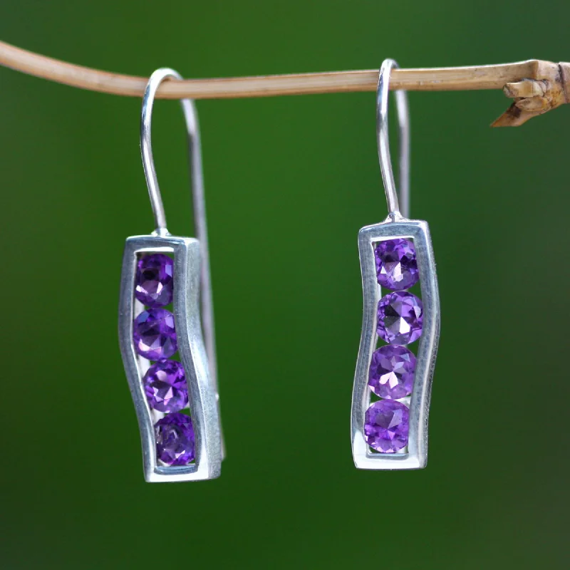- Pet tear stain cleaning wipesRibbon Amethyst & Silver Drop Hook Earrings
