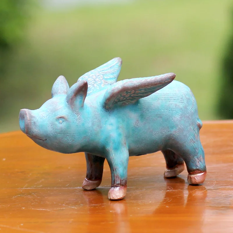  -Anti-scratch sofa protective coverBlue Flying Pig Ceramic Sculpture
