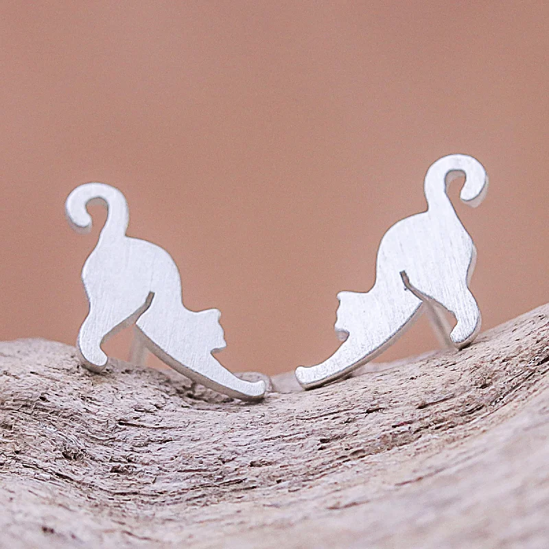 - Pet tear stain cleaning wipesFeline Stretch Sterling Silver Earrings