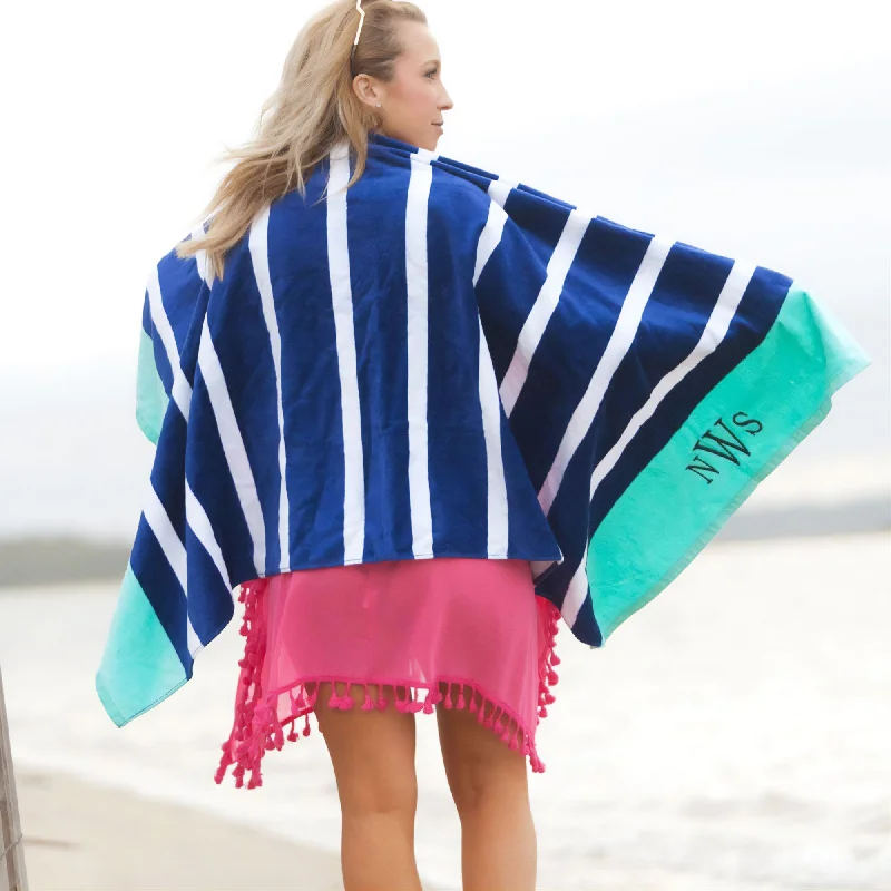 - ​​Christmas pet Christmas clothingNavy Stripe Beach Towel