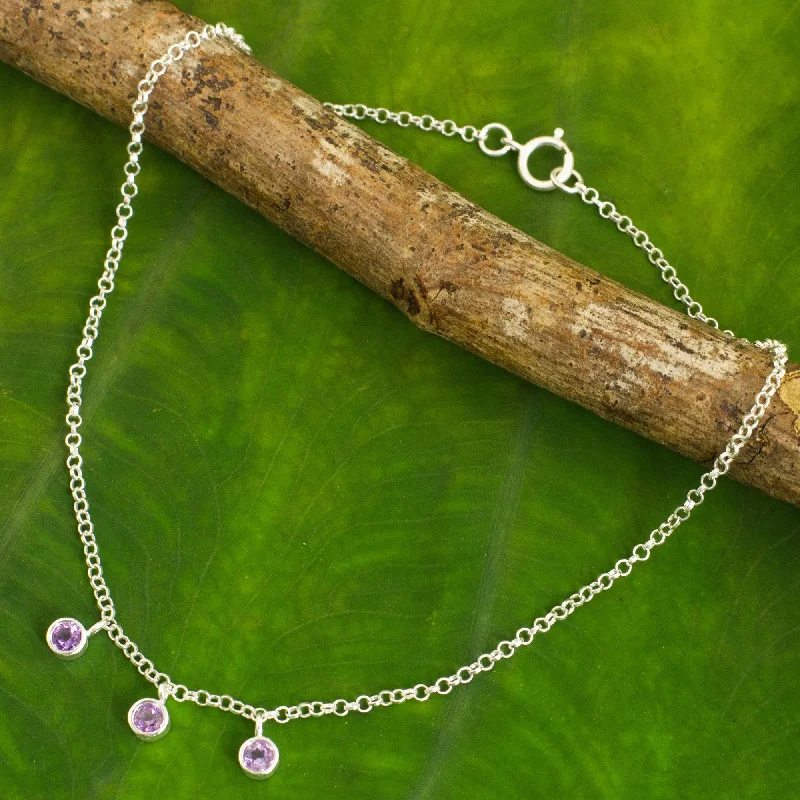 - Remote interactive pet feederLight Amethyst Silver Charm Anklet