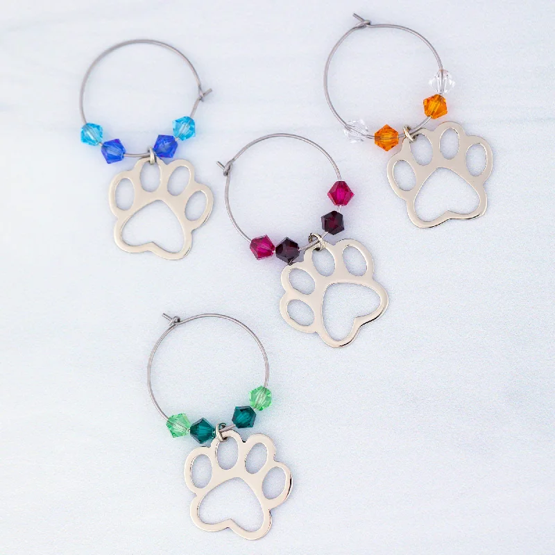 - Natural latex pet mattressPaw Prints Wine Charms - Set of 4