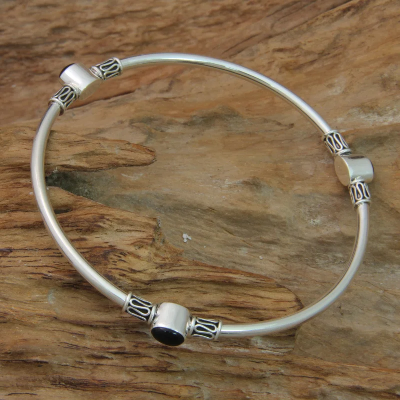 - Air box TSA certified check-inHarmony of Three Onyx Bangle Bracelet