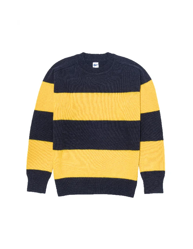- Remote interactive pet feederRUGBY STRIPE CREW NECK SWEATER - YELLOW/NAVY