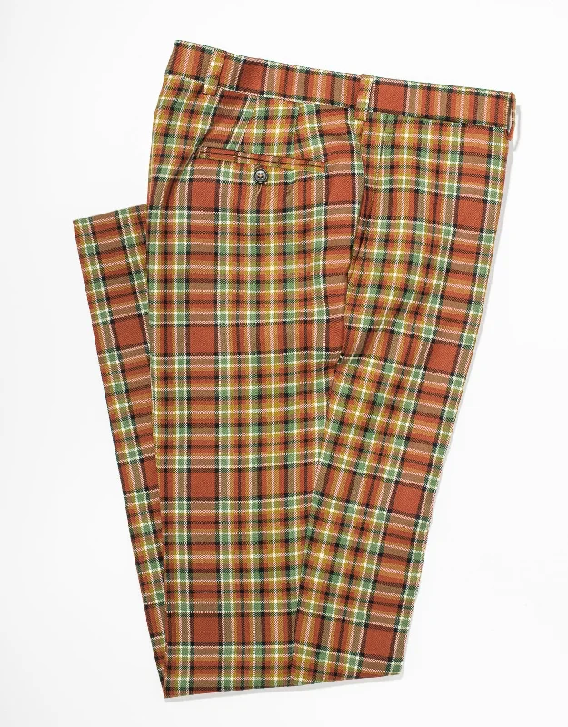 ---ORANGE/GREEN PLAID TROUSERS - CLASSIC FIT