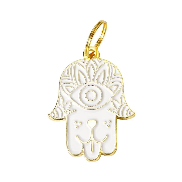  -Non-contact cat thermometerHamsa - Gold & White - Pet ID Tag