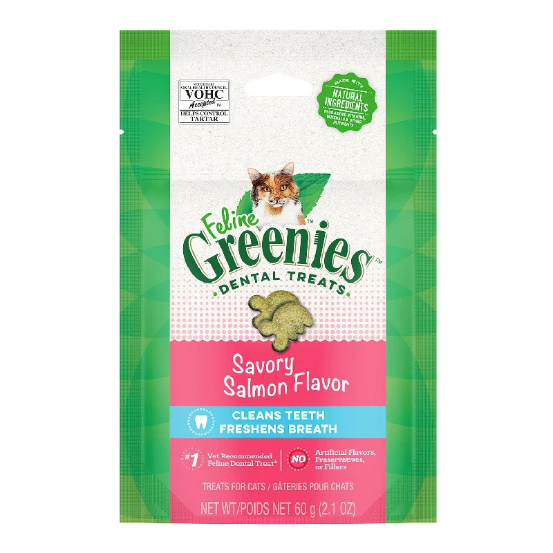    - High-fiber cat food  Greenies Salmon Dental Cat Treat