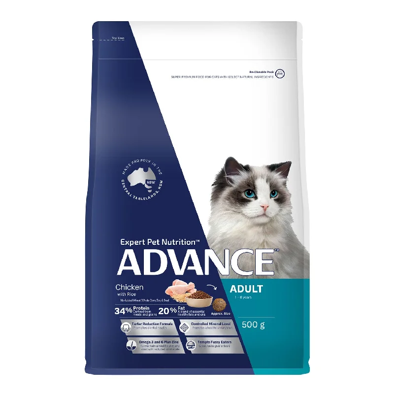   - Fish-based cat food  Advance Chicken & Rice Adult Dry Cat Food