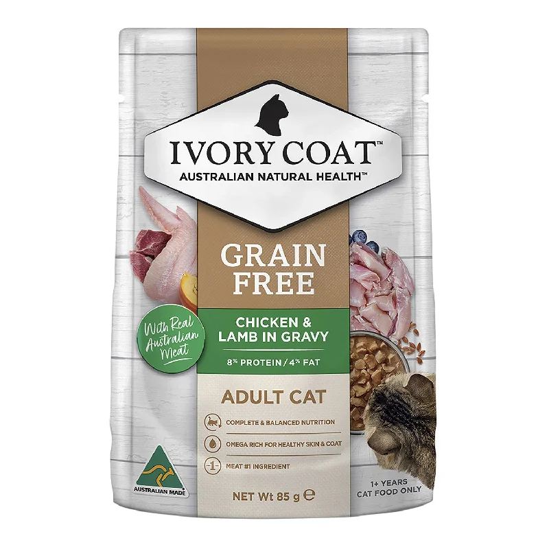    - Cat food for picky eaters  Ivory Coat Grain Free Chicken & Lamb in Gravy Adult Wet Cat Food