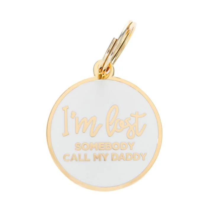  -Anti-slip claw protection raincoat FOR dogsI'm Lost - Daddy - Gold & White - Pet ID Tag