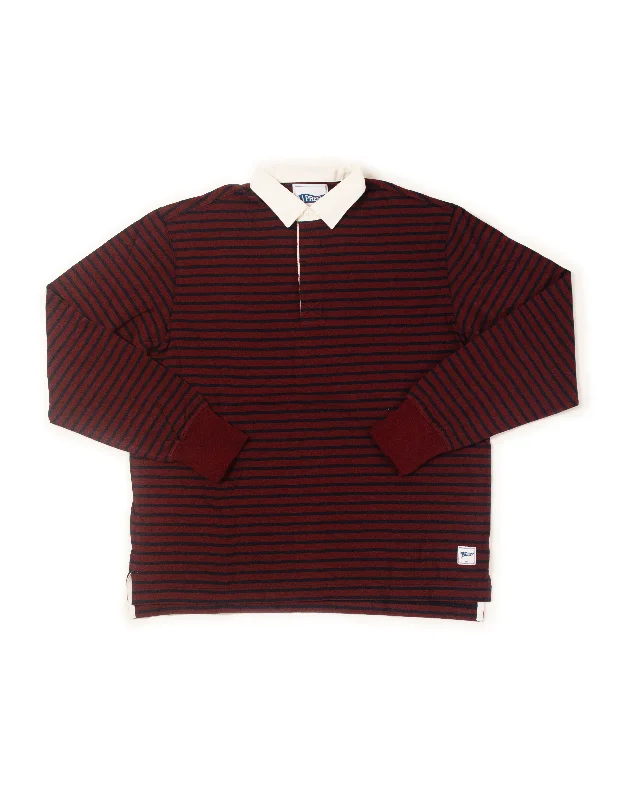 ---STRIPED RUGBY SHIRT -  BURGUNDY/NAVY