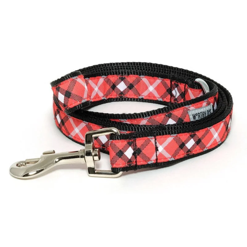   . **Dog bathing brush massage**Bias Plaid Red Dog Lead