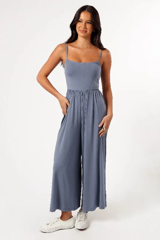- ​​Pet toys under    yuanKameron Knit Jumpsuit - Dusty Blue