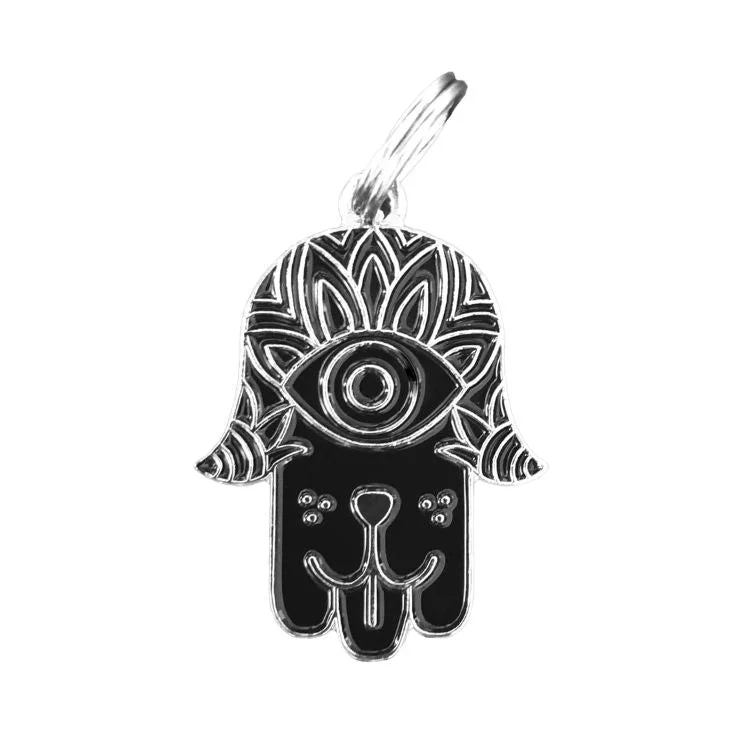 - Postoperative pet anti-licking Elizabethan collarHamsa - Silver & Black - Pet ID Tag