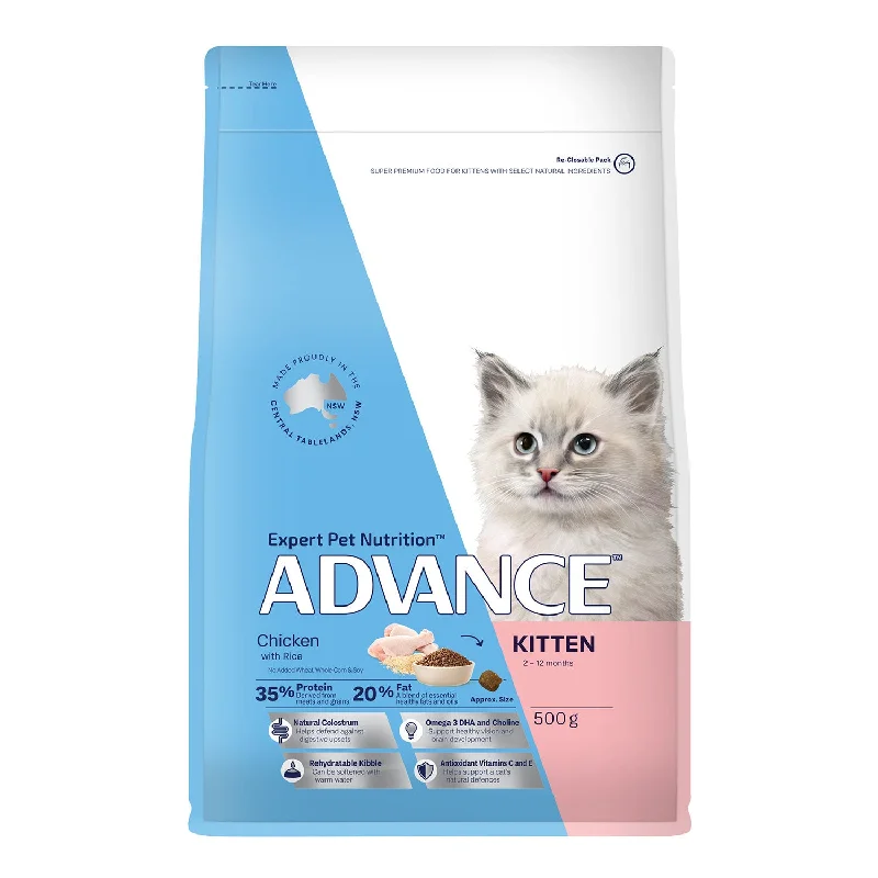    - Grain-free cat food recommendations  Advance Chicken & Rice Kitten Dry Cat Food