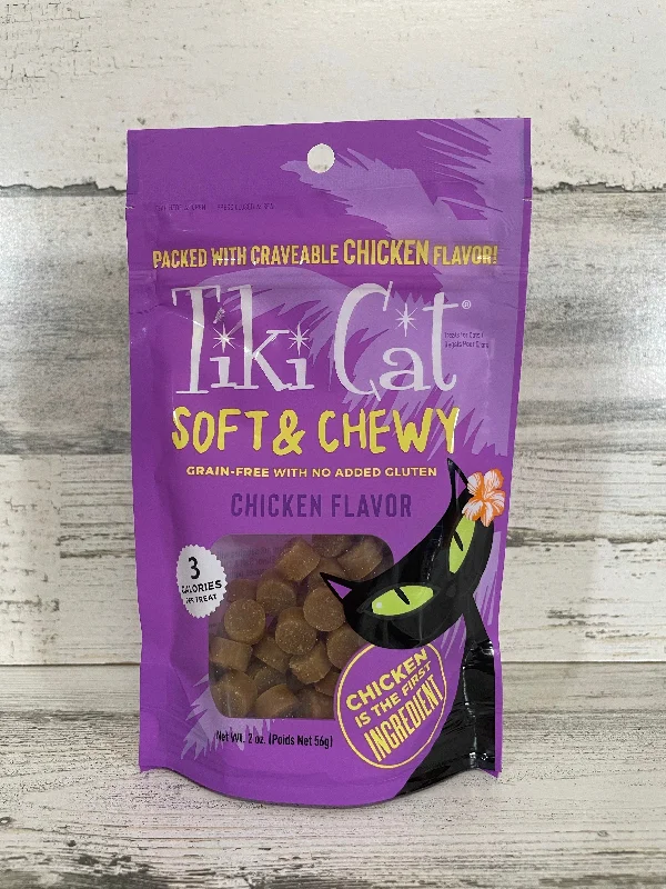    - Cat food for spayed/neutered cats  Tiki Cat Soft & Chewy Chicken 6oz