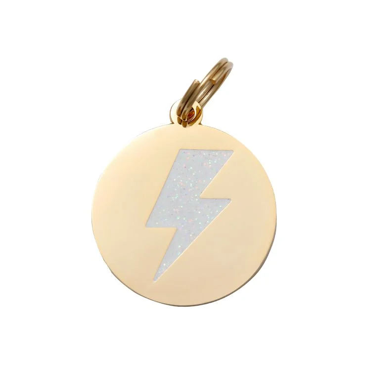 - Pet tear stain cleaning wipesLightning Bolt - Gold & White - Pet ID Tag