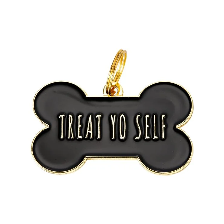  -Explosion-proof leash FOR LARGE dogsTreat Yo Self - Black - Pet ID Tag