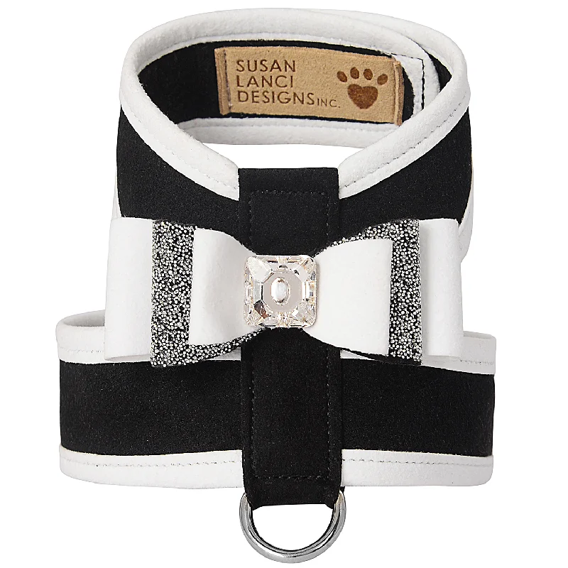 Pet custom clothesCrystal Stellar Really Big Bow Tinkie Dog Harness: Black & White