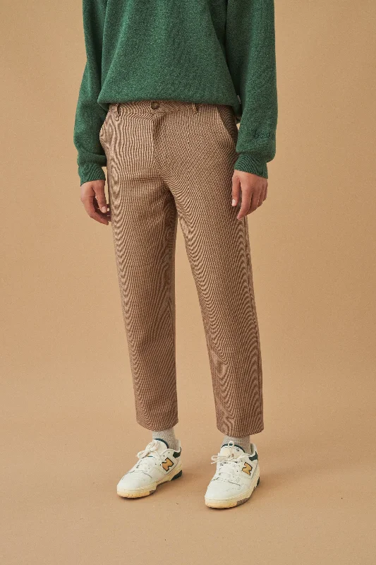  -Anti-scratch sofa protective coverDOGTOOTH WOVEN CROPPED TROUSER - MOCHA
