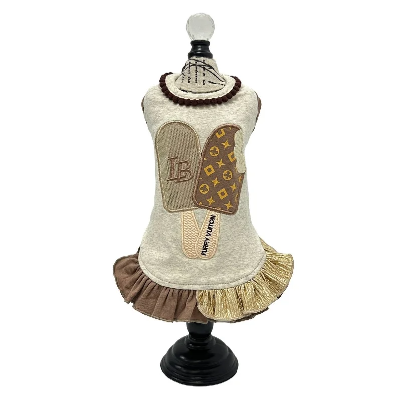 - Foldable and portable cat bagFurry Vuiton Ice Cream Dog Dress