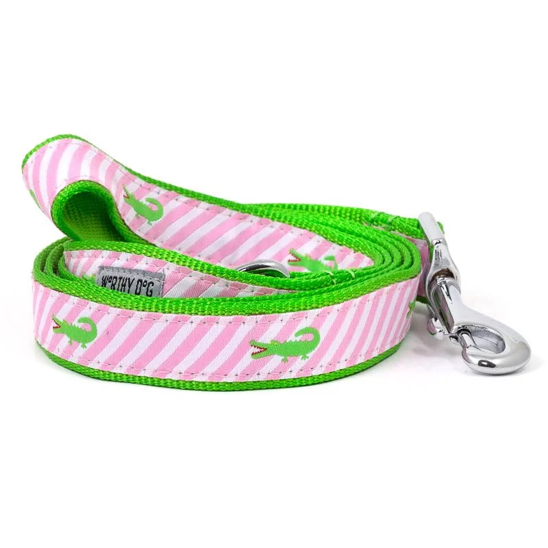  . **Pet mattress is waterproof and washable**Pink Stripe Alligator Dog Lead