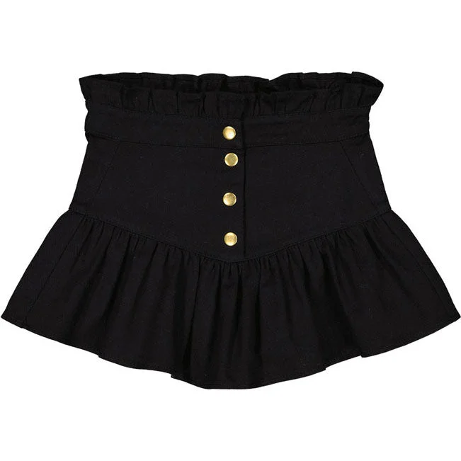 ---Louis Louise Black Dyed Denim Pipeau Skirt