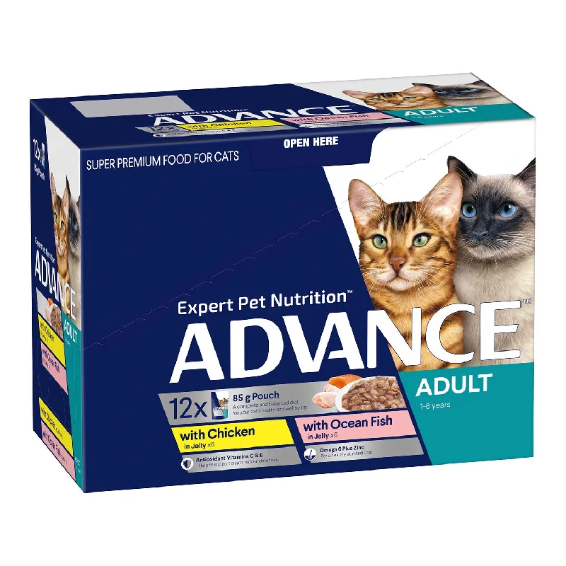  . **Special Needs**  Advance Multi Pack Chicken / Ocean Fish in Jelly Adult Wet Cat Food Pouch