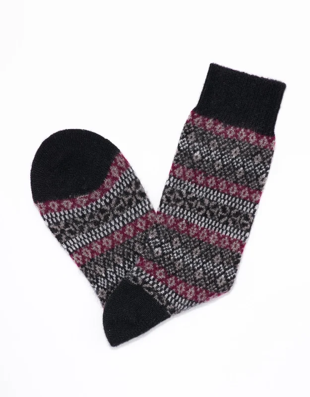 - Natural latex pet mattressCASHMERE FAIR ISLE SOCKS - BURGUNDY