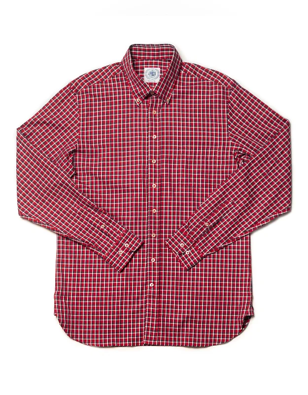 ---RED WITH NAVY/WHITE PANE SPORT SHIRT