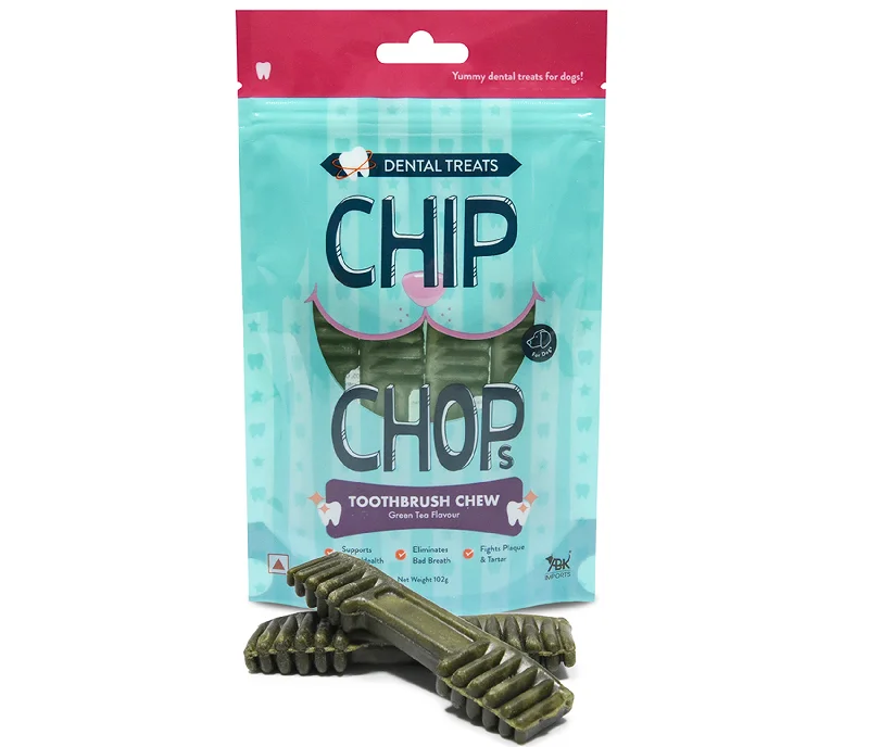 - Organic cotton dog bibsToothbrush Chew: Chicken with Green Tea Dental Dog Treats