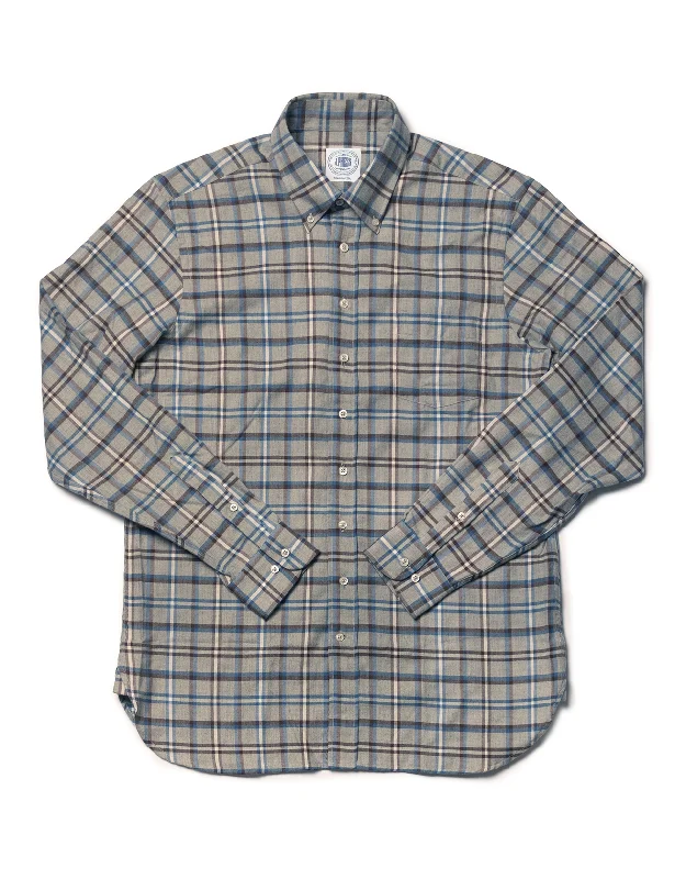  -Anti-slip claw protection raincoat FOR dogsGREY WITH BROWN/NAVY PANE COTTON/WOOL LONGSLEEVE SPORT SHIRT
