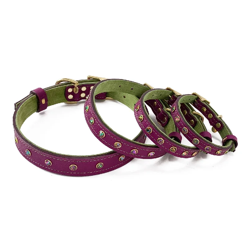 - Teething and chewing toys for puppiesMardi Gras Classic Rhinestone Leather Dog Collar Amethyst/Basil
