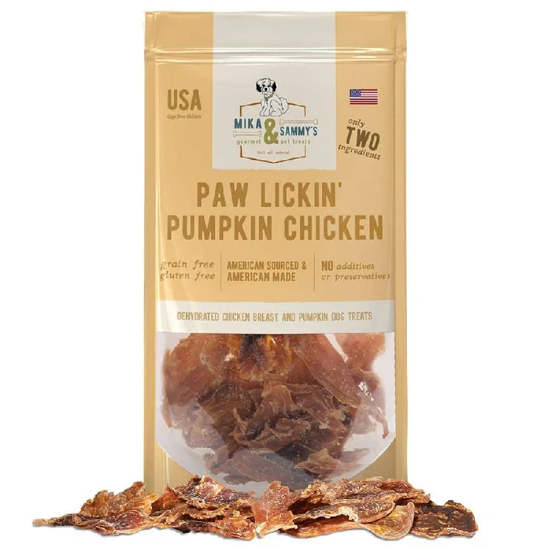 Non-toxic pet clothesPaw Lickin’ Pumpkin Chicken Jerky Dog Treats