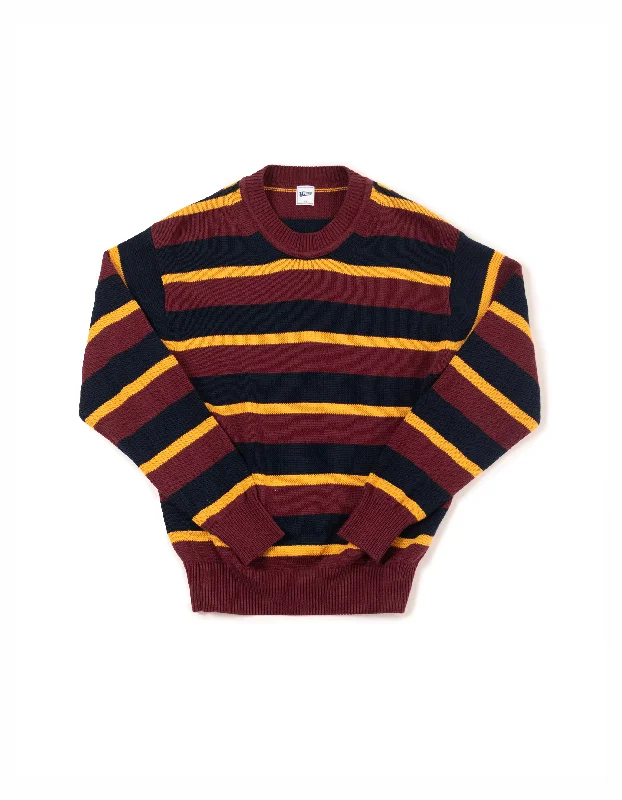- Teething and chewing toys for puppiesSTRIPE CREW NECK SWEATER - NAVY/BURGUNDY