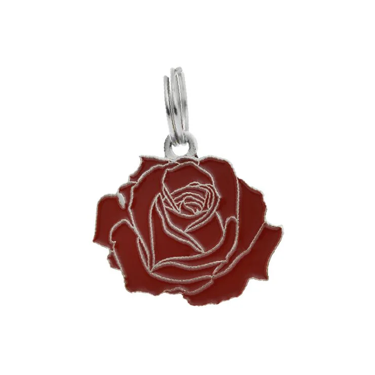 - Summer pet ice matRose - Silver & Red - Pet ID Tag