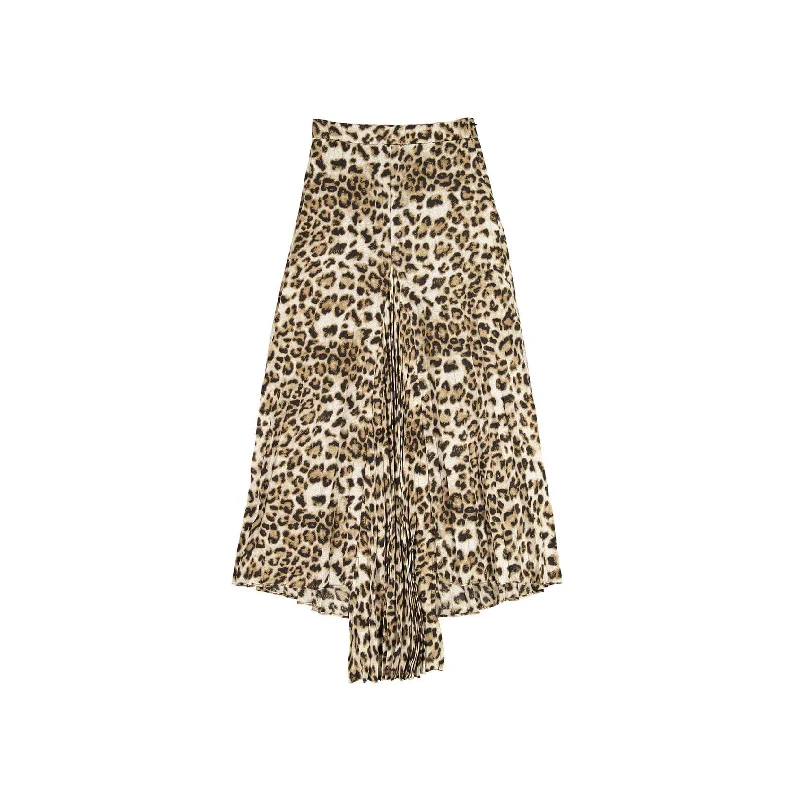 - Summer pet ice matAva and Lu Leopard Pleated Midi Skirt