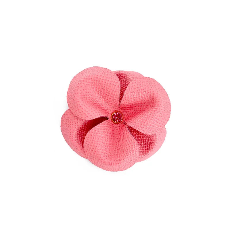---Spring Rhinestone Leather Dog Flowerette Slider Strawberry Ice