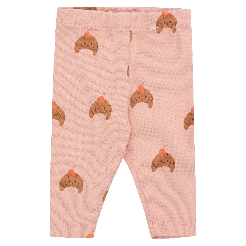 - Car dog seat beltTiny Cottons Powder Pink/Light Brown Croissants Baby Pant