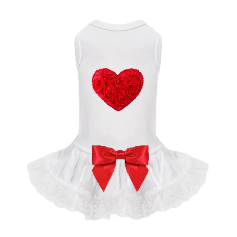 - Postoperative pet anti-licking Elizabethan collarLaced Puff Heart Dog Dress Red