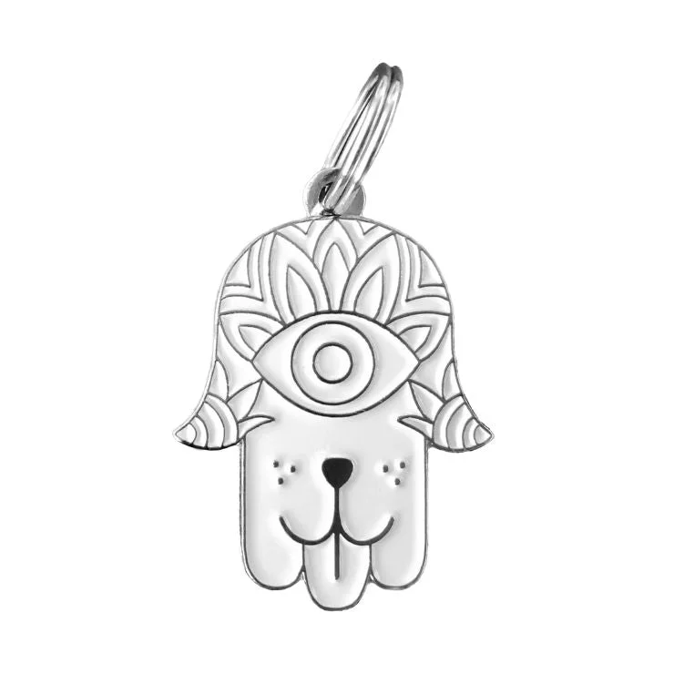 Pet ProductsHamsa - Silver & White - Pet ID Tag