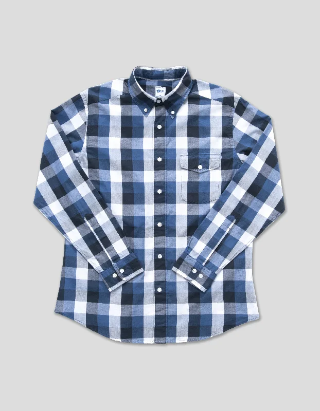 - Cat hair ball removal and hair removal creamBLUE LARGE CHECK LONG SLEEVE SHIRT